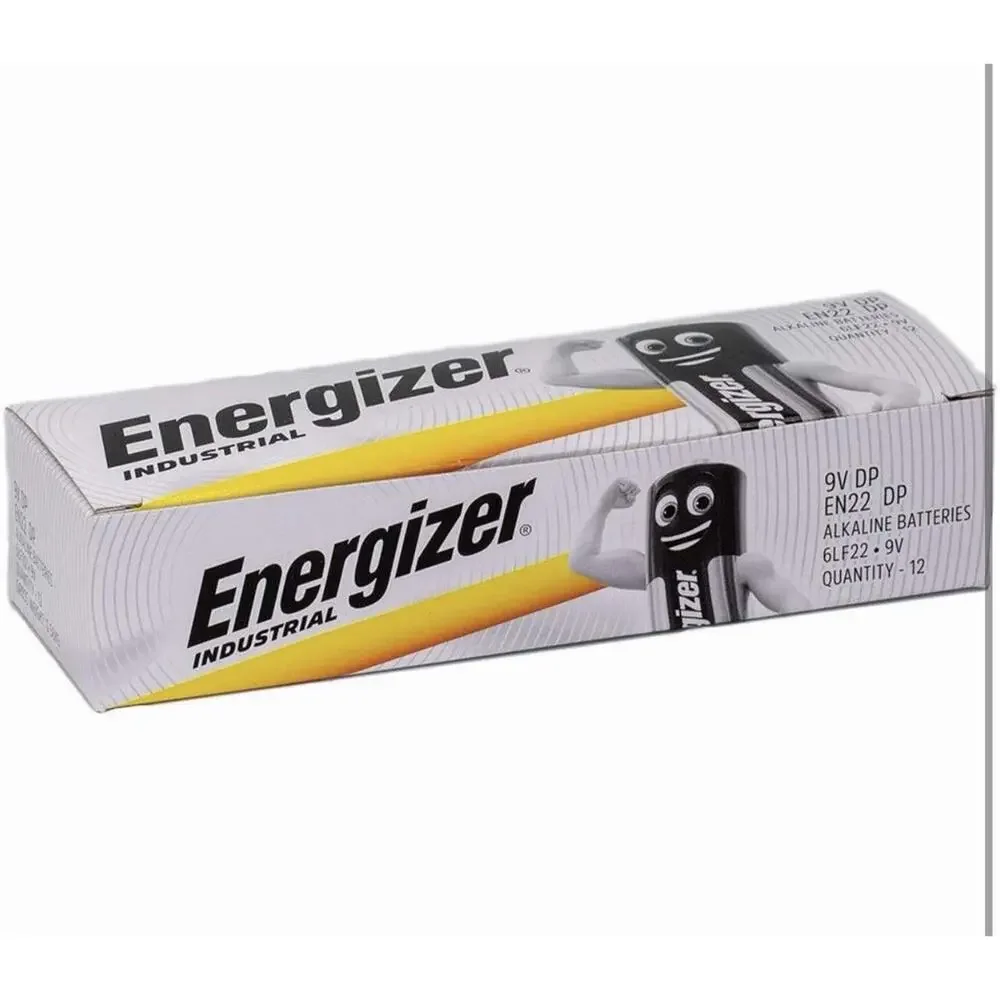 Energizer EN22 Industrial Alkaline Batteries, 9V , Non-Rechargeable, Box of 12